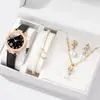Pulseira Estilo Europeu e Americano Padrão Turquesa Negra Personalizada Corrente Feita à Mão Quadrado Preto Tendência Elegante Conjunto de Acessórios para Relógio de 4 Peças