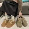 Sapatos Birkenstock bege com sola grossa de pelúcia botas de neve femininas 2026 novo outono e inverno aumentar altura quentes sapatos de algodão sapatos pão