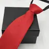 Corbata con cremallera formal de negocios para hombre, Corbata negra estilo coreano a rayas azules para novio, Corbata perezosa negra