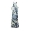 Comércio exterior transfronteiriço de roupas femininas atacado verão nova moda temperamento halter pescoço impresso malha de seda sexy vestido sem costas