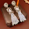 Brincos Exagerados Vintage da Antiguidade Média com Pino de Prata, Borla de Diamante, Brincos de Pérola, Luxo Leve, High-end, Brincos de Indústria Pesada para Mulheres