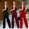 C7327 Transfronteiriço Aliexpress Amazon Moda Europeia e Americana Feminino Sexy Top Tubinho Calça com Ilhós e Fivela de Metal Conjunto