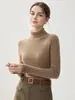Nuevo suéter de punto para otoño e invierno 100% cachemira pura, cuello alto apilado, corte ajustado, camisa básica suave y cómoda para mujer