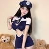 Love Sexy Underwear Slim-fit Sexy Uniforme Profissional Alça Oca Terno Azul Marinho Vela