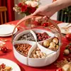 Mesa de Centro para Sala de Estar Caja de Dulces Lujo Ligero Caja de Snacks Transparente Portátil Simple Caja de Frutas Moderna Simple Plato Dividido para Frutas Secas
