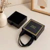 Caja de Cajón Portátil con Cinta de Algodón, Caja Deslizante de Lujo Estampada en Oro, Caja de Empaque para Joyería, Caja de Papel