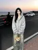 Sudadera con capucha y cremallera de estilo japonés, moderna, única, de nicho, con estampado de estrellas para mujer, nuevo top casual de otoño e invierno, ins