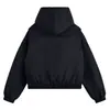 Jaqueta acolchoada de algodão de inverno para homens e mulheres com forro de fleece, novo estilo 2026, versátil para jovens adultos, com gola grande de pelo, preenchimento de algodão com plumas