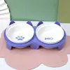 Cuenco doble de cerámica para gatos, cuenco de agua, protección del cuello, boca inclinada elevada, cuenco para comida de gato, cuenco de agua, cuenco para mascotas, artículos para mascotas