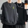 Sudadera de otoño e invierno para hombre, corte holgado, forro polar, sin capucha, cuello redondo, camiseta de manga larga, talla grande, moderna, versátil y cómoda