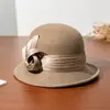 Rongmei 2026 Nuevo Sombrero Clásico Hepburn Transfronterizo con Ala Curva, Sombrero de Mezcla de Seda y Lana, Elegante Sombrero de Estilo Francés