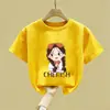 Camisetas de Verano de Manga Corta para Niñas, Nuevo Estilo, Lindas, Estilo Coreano, de Verano, Media Manga, Algodón Puro, Estampadas, Modernas, para Niños Pequeños y Medianos
