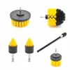 Set de 6 cepillos de limpieza para lavado de autos transfronterizo más vendido, cabezal de cepillo para taladro, cepillo para limpiar llantas, cepillo para limpiar el interior del auto