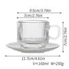 Diseño de Taza y Platillo de Café Estilo Americano Transfronterizo con un Toque de Lujo, Taza de Vidrio para Té de la Tarde Espresso Latte, Lujo Ligero