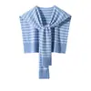 Xale de Tricô de Caxemira Estilo Coreano Atacado Listrado Preto e Branco Simples Estilo de Férias Lenço Pequeno de Xale Tricotado Roupa Externa para Ar Condicionado