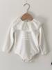 {Jennybebe} Mameluco Coreano de Primavera para Bebé con Cuello de Volantes para Niñas, Elegante Mono de Manga Larga