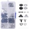Conjuntos de 50 y 100 botones a presión para coser ropa, hebilla oculta, botón de metal, gancho para pantalones, gancho para cuello de pantalones, caja DIY para costura cruzada.