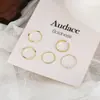 Anillo de moda de personalidad simple y creativo, superventas transfronterizo, estilo Ins, conjunto de 5 piezas, anillo de banda curva, ventas directas de fábrica al por mayor
