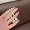 Brincos Pequenos de Pérola Longa Ultrapolida com Diamantes Fragrantes em Estilo Francês, com Design Retrô de Luxo Leve, Brincos Únicos e Versáteis