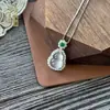Collar de Cadena para Clavícula de Plata S925 con Colgante de Calcedonia Blanca de Alta Calidad en Forma de Calabaza Incrustado con Ágata de Color Jade para Mujeres, Cadena de Moda Ligera de Lujo para Socialité
