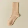 Calcetines Individuales/Paquetes Dobles para Hombres y Mujeres, Otoño e Invierno, de Media Pantorrilla, Color Sólido, Espesados, Calientes, de Rizo con Suela de Toalla, Calcetines Largos