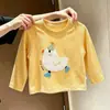 Camiseta redonda de dibujos animados de gallinita 3D para niños, top de manga larga de algodón puro para bebé de otoño, otoño transfronterizo
