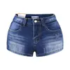 Shorts de Mezclilla Desgastados Estilo Retro Americano Verano Nuevo Cintura Baja Realzan Cadera Adelgazantes Bodycon Ajustados Mini Hot Pants