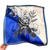 Pañuelo de Seda Floral Vintage Estilo Boceto para Mujer, Pañuelo Cuadrado de Seda de Imitación con Bloques de Color, Delgado y Versátil para Primavera y Verano, Se Puede Usar como Bufanda para el Cuello o Lazo para el Cabello