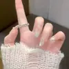 Uñas Postizas, Adornos de Perlas Dulces, Moños y Diamantes Hechos a Mano, Manicura Prehecha Desmontable para el Uso Diario y Citas