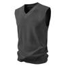 Outono e Inverno 2025 Novo Colete Tricotado Masculino com Decote em V Moda Cor Pura Solto Casual Suéter Regata Base para Homens