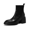 ¡En stock! Botines de tacón grueso de cuero mate para mujer, Botas ajustadas, Nuevo estilo Otoño e Invierno, Botas calcetín elásticas de suela gruesa para mujeres menudas