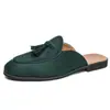 Zapatillas de Verano Baotou Medias Zapatos Pequeños de Cuero Transpirables para Hombre Borla de Moda Slip-on Zapatos Perezosos Estilista de Cabello Sandalias Estilo Coreano