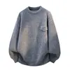 2026 Transfronterizo Otoño/Invierno Nuevo Suéter de Punto Holgado de Cuello Redondo para Hombre Talla Grande Moda Camisa Base Casual