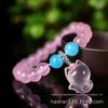 Atacado de Fábrica pulseira pingente de raposa de cristal rosa natural raposa pulseira fada joias mulheres