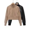 Ropa de Mujer Transfronteriza Otoño e Invierno 2026 Moda Europea y Americana Chaqueta Bomber de Cuero Sintético con Cremallera Decorada para Mujer F71195