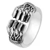 Anillo de plata tailandesa hipster hip-hop europeo y americano Chiba puño cerrado para defender el amor anillo abierto de personalidad para hombres