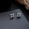 Brincos Cluster de Diamante Cheio de Novo Estilo Transfronteiriços para Homens, Modernos e Versáteis, Brincos de Flor de Íris em Forma de Cruz de Alto Padrão para Mulheres