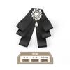 Accesorios de pajarita para mujer, estilo japonés de alta gama, dulce, preppy, retro, lazo de cinta negra, cuello de camisa, joyería floral