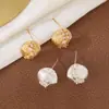 Brincos de Ouro de Luxo Leve Estilo Coreano High-End Pontos de Zircônia Escovados Micro-Pavimentados Estrela Céu Estrelado Não Colidindo Brincos Elegantes para Mulheres