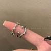 Anillo abierto con forma de estrella y cara sonriente de estilo frío, anillo de dedo ajustable con personalidad de moda femenina, diseño de nicho, anillo combinable.