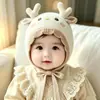 Touca de bebê para outono e inverno, touca de tricô fofa para meninos, meninas, bebês e crianças pequenas, touca de lã quente para proteger as orelhas para o inverno