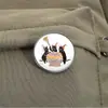 Broche de Calabaza de Halloween Gato Negro Insignia de Metal Accesorios para Ropa Pin de Solapa Patrón Geométrico Redondo Venta al por Mayor de Fábrica