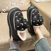 Pantuflas de Algodón de Invierno para Mujer para Uso en Exteriores, Zapatos de Algodón Antideslizantes de Moda con Moño, Talón Cerrado, Diseño de Manchas, Silenciosos, Impermeables, Duraderos, Grafeno