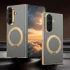 Funda magnética con soporte giratorio adecuada para Samsung ZFold8, elegante funda de cuero para teléfono con correa de muñeca anti-caída de mano para ZFold7