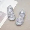 Sandálias de Verão 2026 para Meninas, Estilo Coreano com Laço, Peep-Toe para Praia para Meninas Pequenas, Sandálias Antiderrapantes para Crianças Maiores
