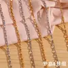 Europeu e Americano Simples Personalizado Liso Corrente Corrente de Cintura Conjunto Joias Aço Inoxidável Banhado a Ouro 18K Corrente de Caixa Longa Colar Pulseira para Mulheres