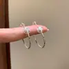 Brincos ovais multicamadas em forma de diamante com pingo de óleo e poá em agulha de prata, com toque de luxo leve e de alta qualidade, brincos modernos e versáteis