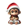 Decoraciones navideñas transfronterizas 2D planas de acrílico pequeños colgantes animales con gorros de Santa adornos festivos