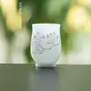 Taza de Té Floral Pintada a Mano de Arcilla de Jade Blanco, Taza Maestra de Cerámica, Taza de Aromas de Porcelana Blanca de Dehua, Juego de Té Kung Fu para el Hogar