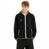 Moletom cardigã casual de bolinhas estilo americano para uso transfronteiriço, para homens e mulheres, modelagem solta, com blocos de cor, jaqueta bordada para outono e inverno